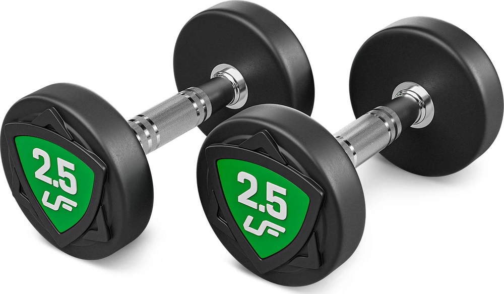 Fiksuoto svorio poliuretaninių hantelių rinkinys 2,5–25 kg (žingsnis 2,5kg) 275 kg – UpForm