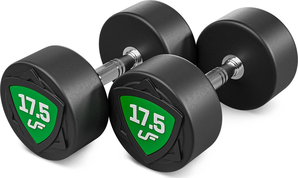 Fiksuoto svorio poliuretaninių hantelių rinkinys 2,5–25 kg (žingsnis 2,5kg) 275 kg – UpForm