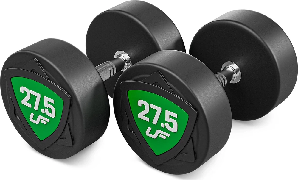 Poliuretaninių fiksuoto svorio hantelių rinkinys 27,5–37,5kg (žingsnis 2,5kg) 325 kg – UpForm