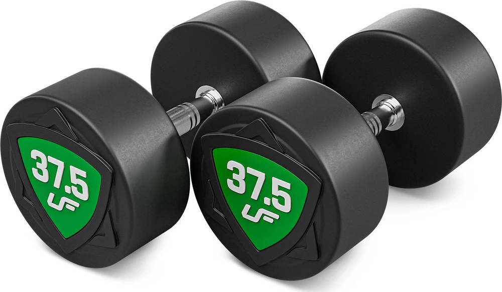 Poliuretaninių fiksuoto svorio hantelių rinkinys 27,5–37,5kg (žingsnis 2,5kg) 325 kg – UpForm