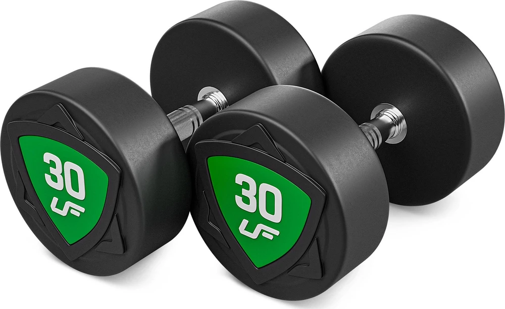 Poliuretaninių fiksuoto svorio hantelių rinkinys 27,5–37,5kg (žingsnis 2,5kg) 325 kg – UpForm