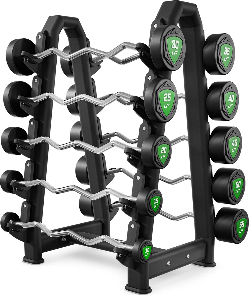 Laužtų poliuretaninių štangų komplektas 10–55 kg (žingsnis 5kg) 325 kg – UpForm