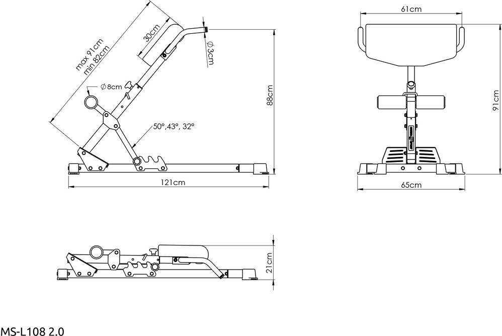 Nugaros tiesiamojo suoliukas MS-L108 2.0 - Marbo Sport