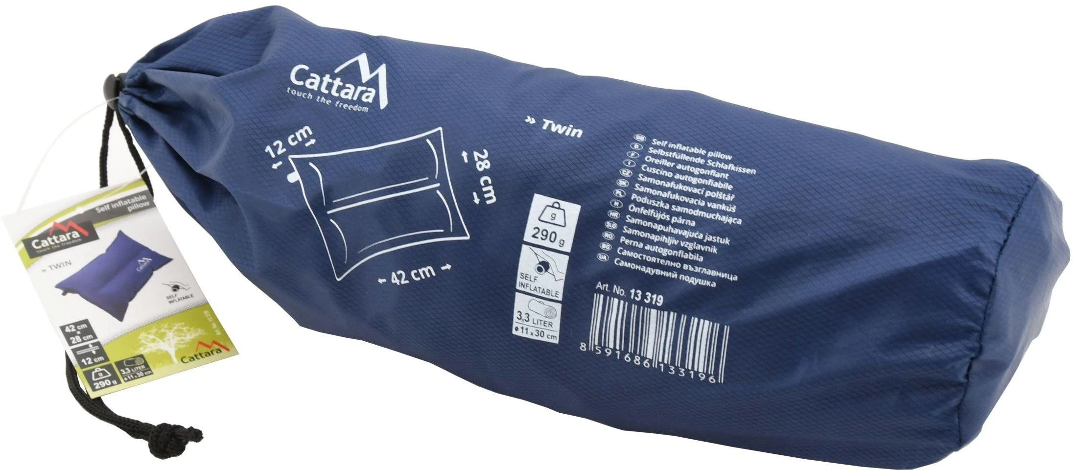 Savaime prisipučianti pagalvė Cattara Twin – mėlyna, 42 x 28 x 12 cm
