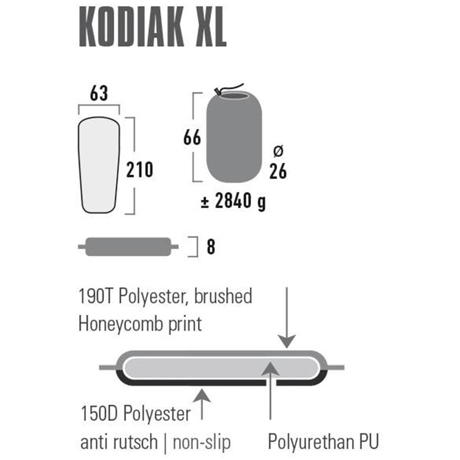 Savaime prisipučiantis kilimėlis High Peak Kodiak XL, juodas, 210 x 63 x 8 cm, 41131