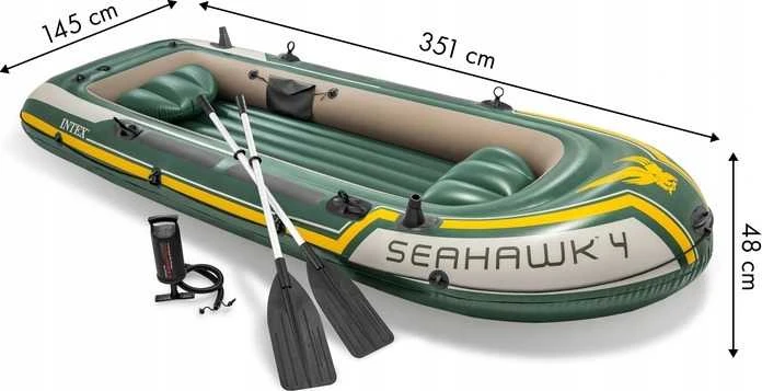 Pripučiama keturvietė valtis Intex Seahawk 4 Set,  pilnas komplektas