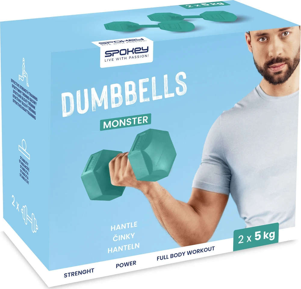 Šešiakampių hantelių rinkinys 2x5 kg Spokey MONSTER