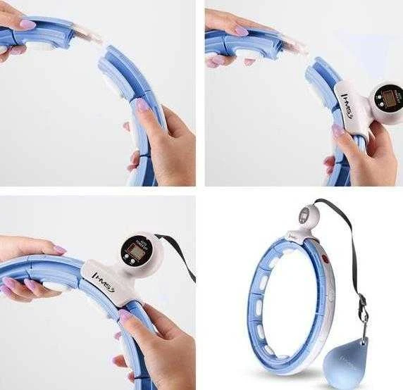 MAGNETINIO HULA HOOP RINKINYS Mėlynas HHM15 SU SVORIU + SKAITIKLIU HMS + LIEMENS ATRAMA BR163 Raudonas