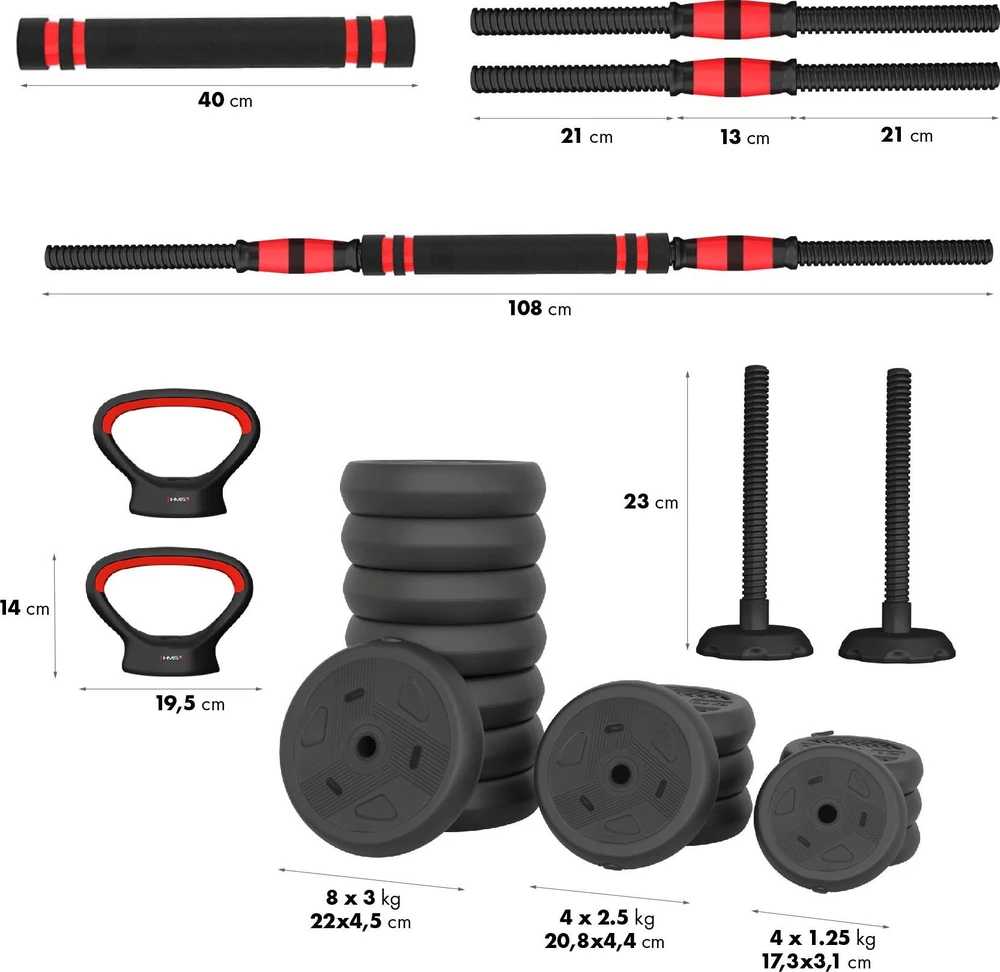 SGN140 Pro Set 6 viename svorių rinkinys, 2 dalys, 40 kg HMS