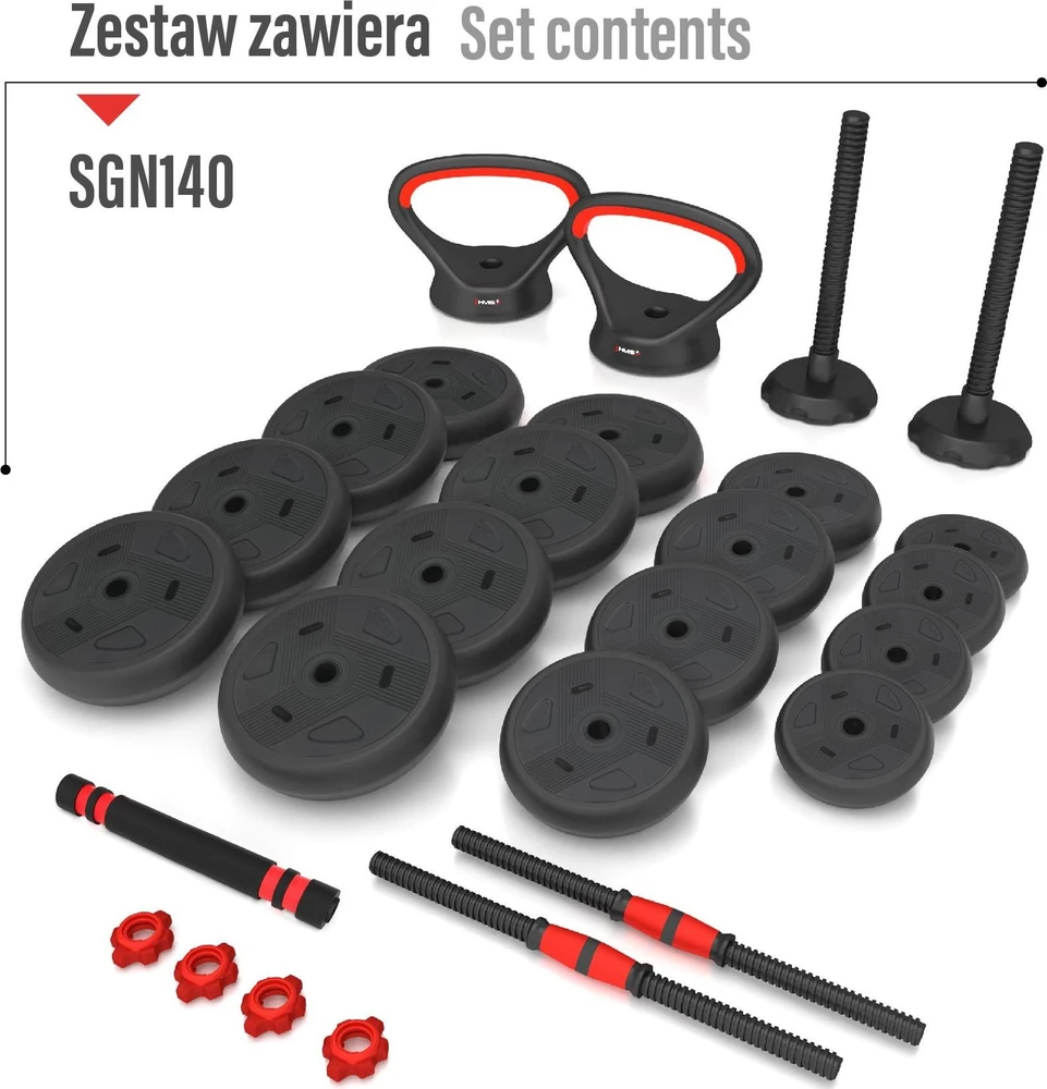 SGN140 Pro Set 6 viename svorių rinkinys, 2 dalys, 40 kg HMS