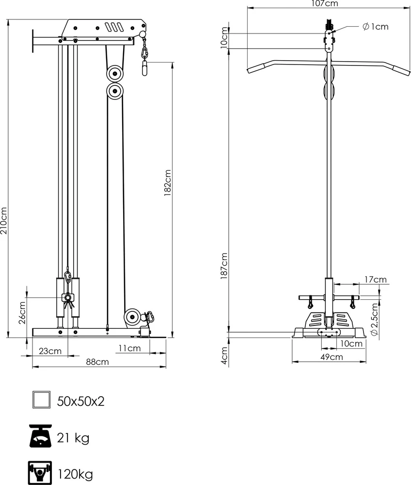 Sieninis keltuvas ant 2 kreipiančiųjų MS-W103 2.0 - Marbo Sport
