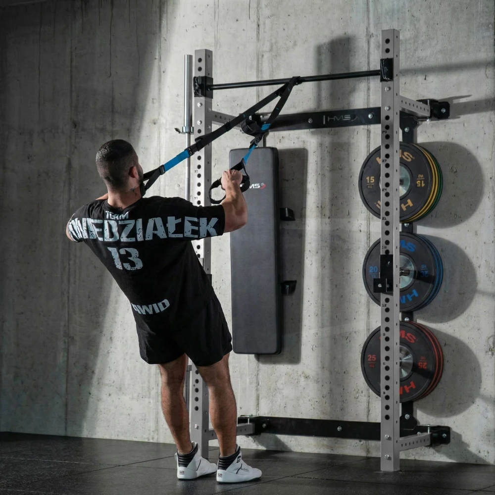 Sieninis slankusis jėgos narvas su suoliuku KLT34 pilkas HMS Fitness