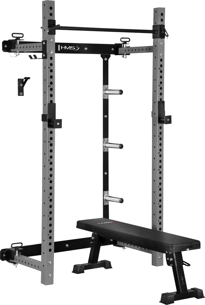 Sieninis slankusis jėgos narvas su suoliuku KLT34 pilkas HMS Fitness