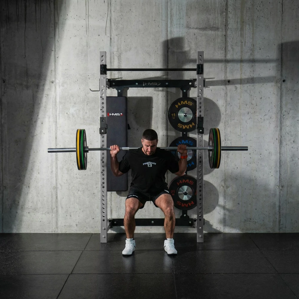 Sieninis slankusis jėgos narvas su suoliuku KLT34 pilkas HMS Fitness