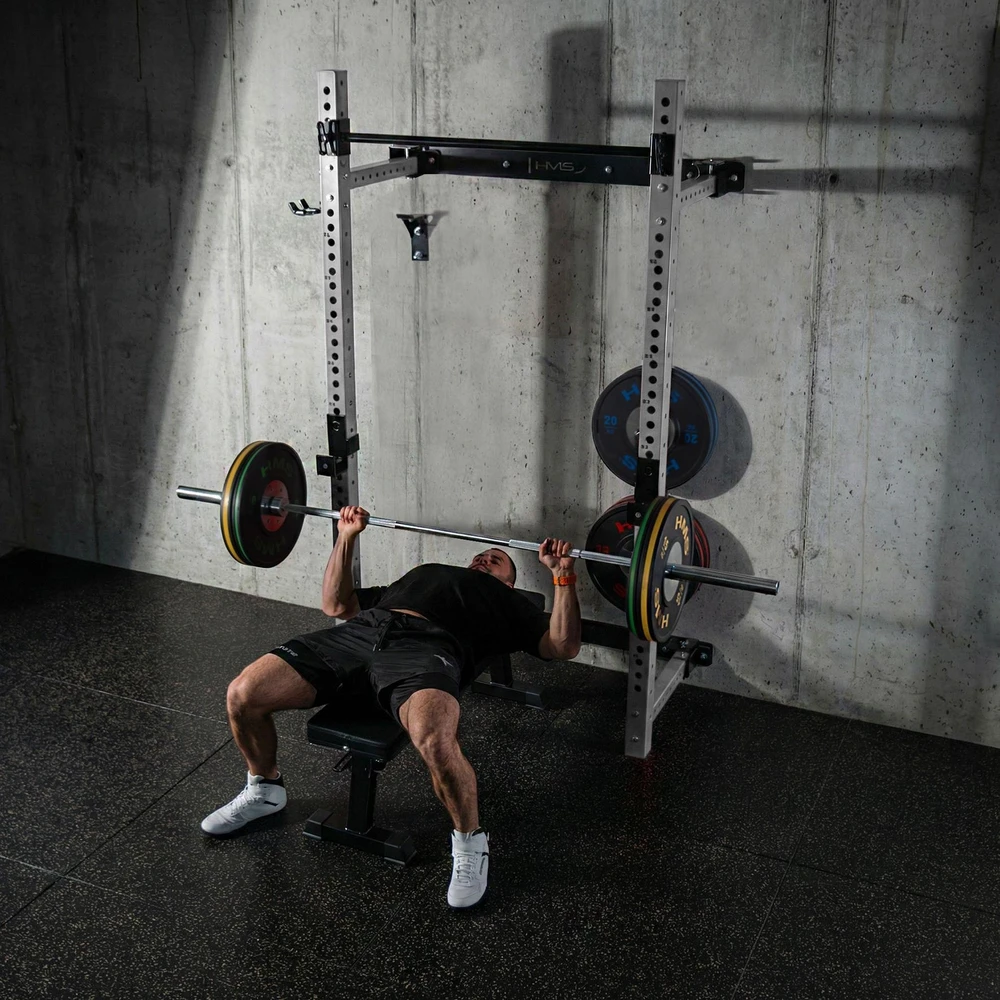 Sieninis slankusis jėgos narvas su suoliuku KLT34 pilkas HMS Fitness