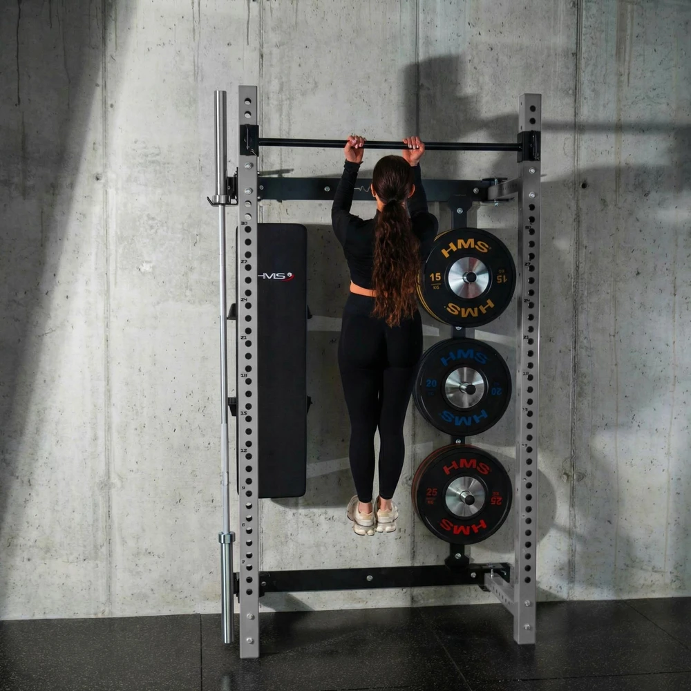 Sieninis slankusis jėgos narvas su suoliuku KLT34 pilkas HMS Fitness