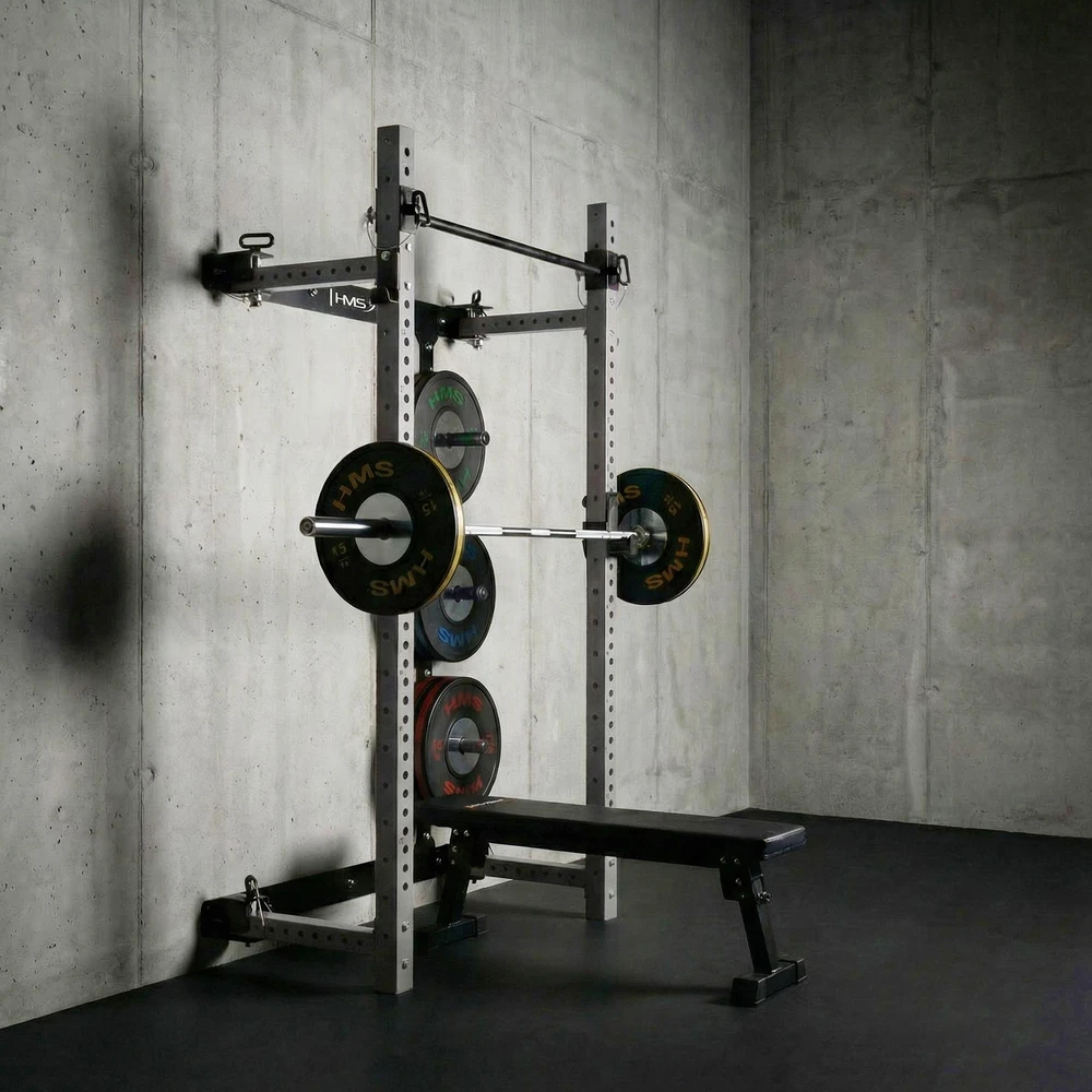 Sieninis slankusis jėgos narvas su suoliuku KLT34 pilkas HMS Fitness