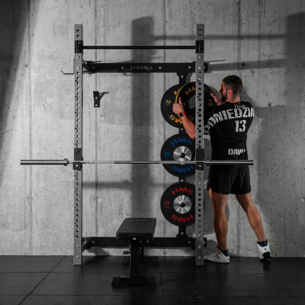 Sieninis slankusis jėgos narvas su suoliuku KLT34 pilkas HMS Fitness