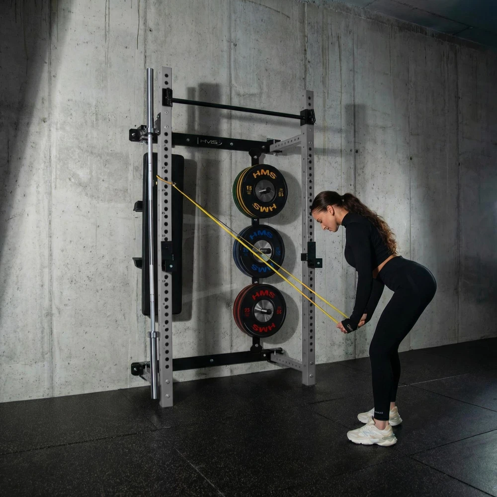 Sieninis slankusis jėgos narvas su suoliuku KLT34 pilkas HMS Fitness