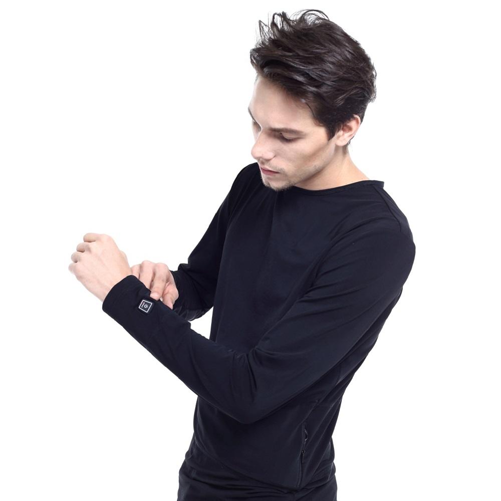 Šildomi marškinėliai T-Shirt Glovii GJ1 su baterija (iki 6val.) - Juodas XL