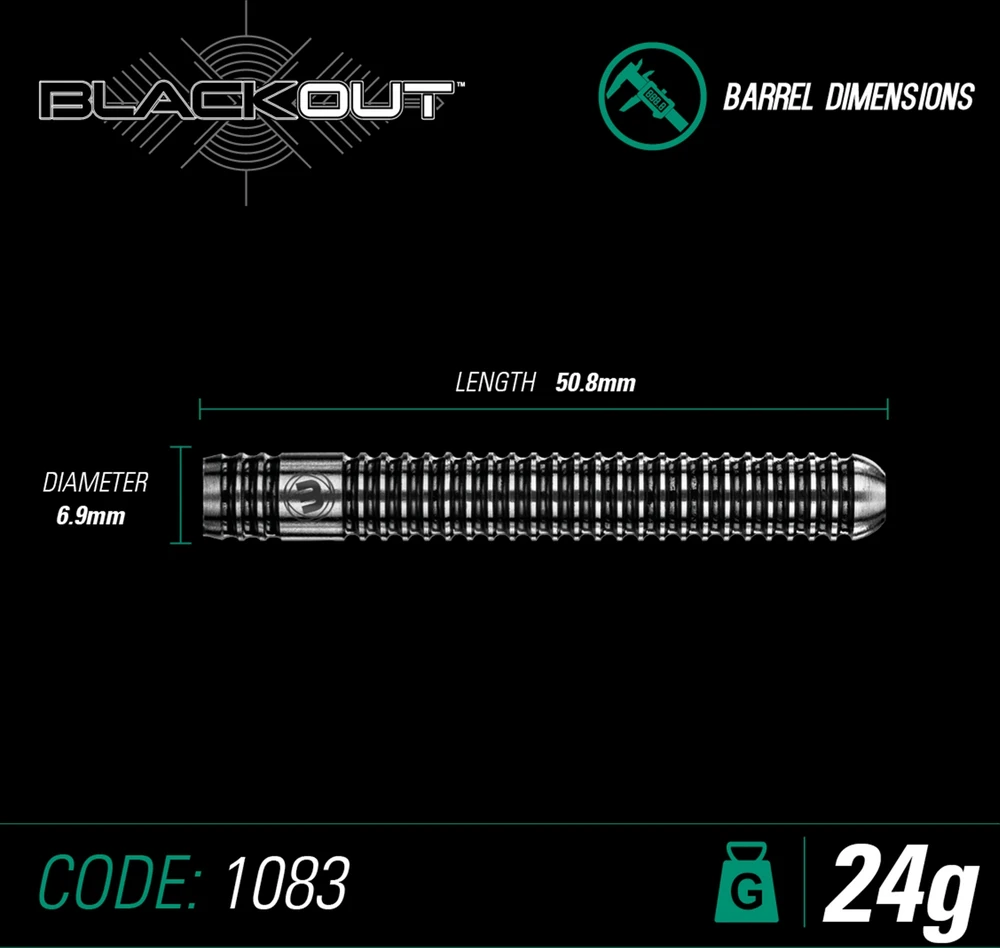 Smiginio strėlytės Winmau Blackout Steel Tip 24 g
