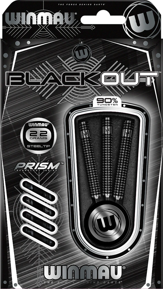 Winmau Blackout smiginio strėlytės su plieniniais smaigaliais 22 g