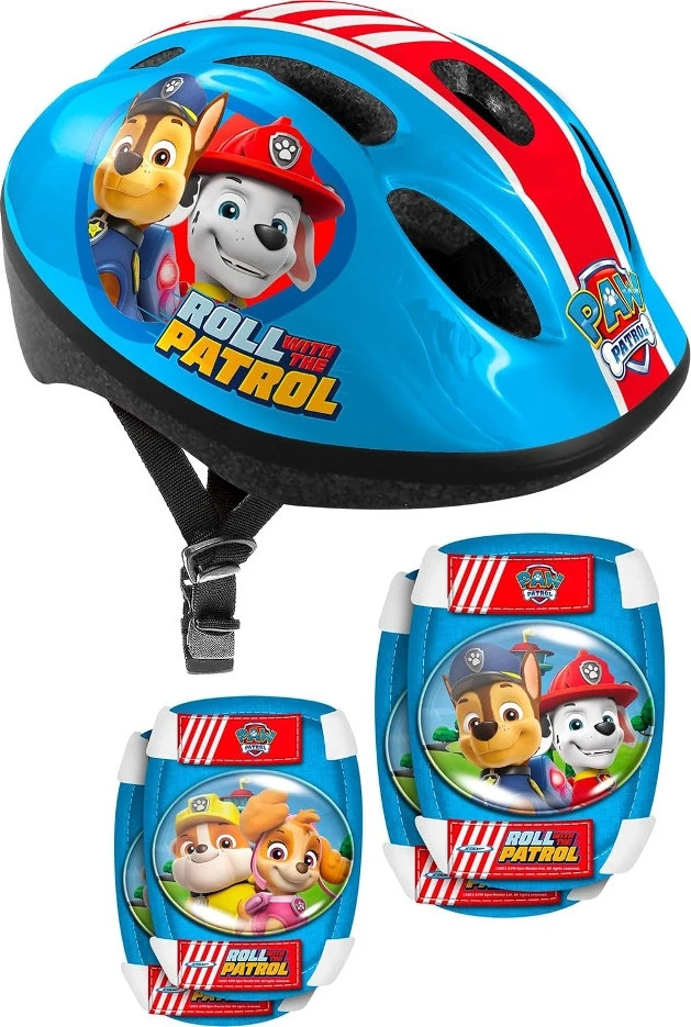 „Spin Master“ vaikiškas šalmas + apsaugų rinkinys „Paw Patrol“.