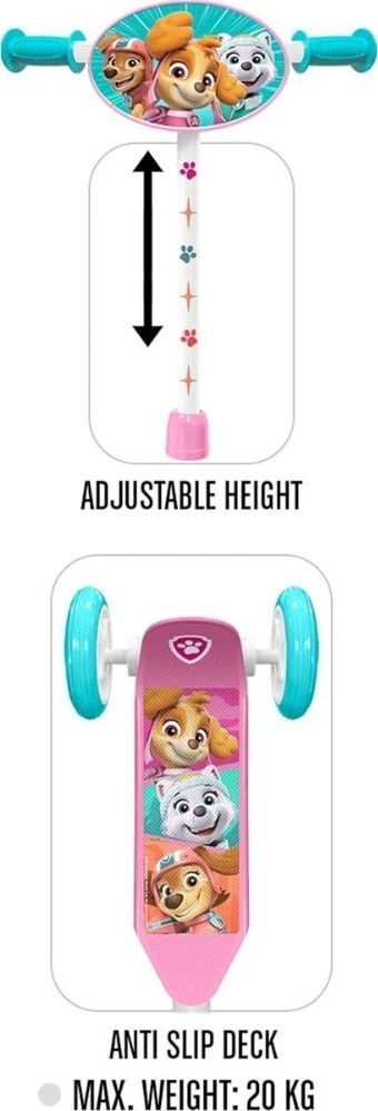 Stamp 3 ratų paspirtukas vaikams 20 kg Paw Patrol Rožinis SP0854