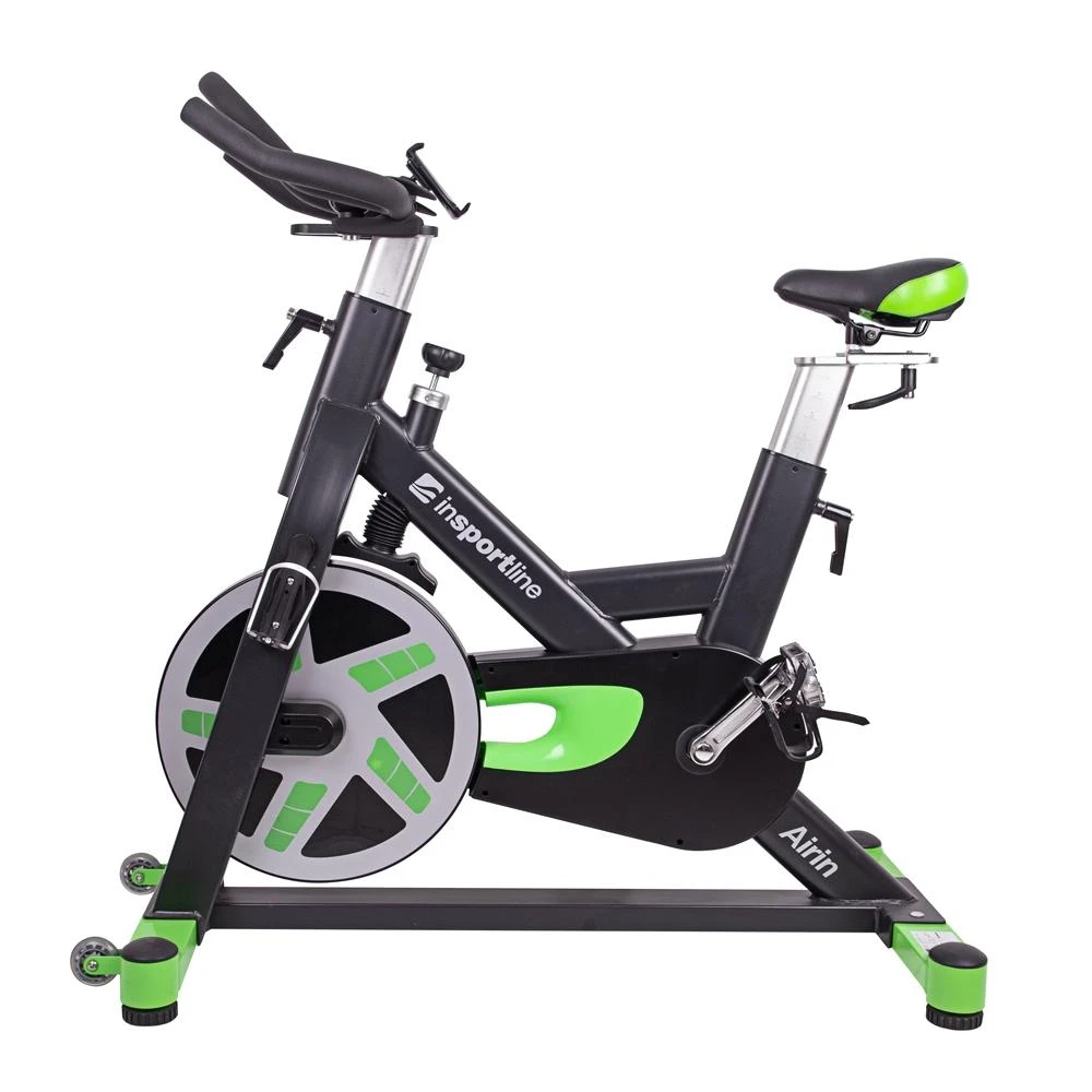 Spiningo dviratis inSPORTline Airin (iki 150kg, smagr. 20kg) - Juodas-Sidabrinis