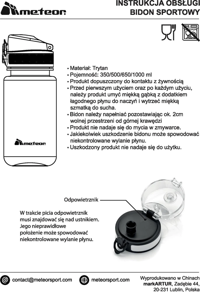 Gertuvė Sportinis vandens butelis Meteor 650 ml