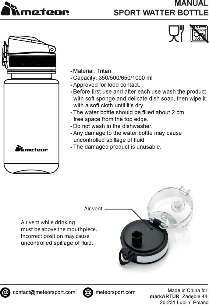 Sportinė gertuvė Meteor 1000 ml tamsiai žalia