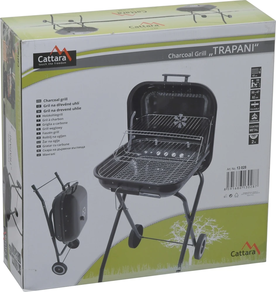 Stačiakampio formos anglies grilis Cattara Trapani 46 cm