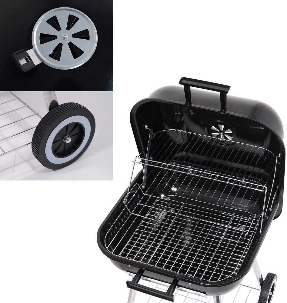 Stačiakampio formos anglies grilis Cattara Trapani 46 cm