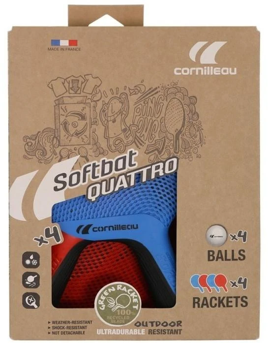 Stalo teniso rakečių rinkinys Cornilleau SoftBat Quattro (4 raketės + 4 kamuoliukai)