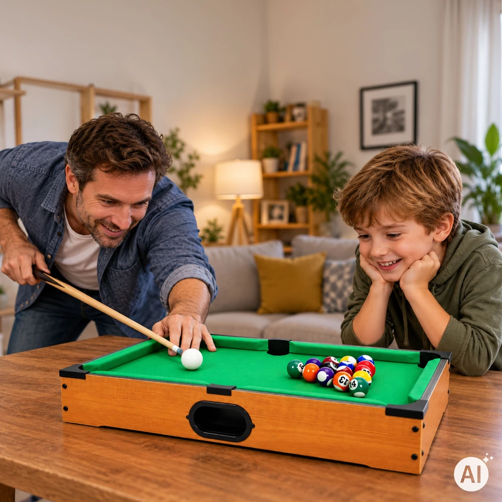 Stół do bilarda mini 50x30 cm komplektas do gry vaikams priedai ECOTOYS
