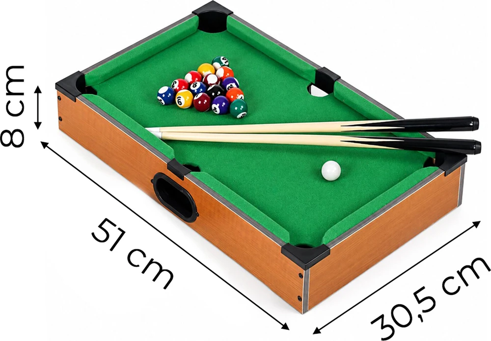 Stół do bilarda mini 50x30 cm komplektas do gry vaikams priedai ECOTOYS