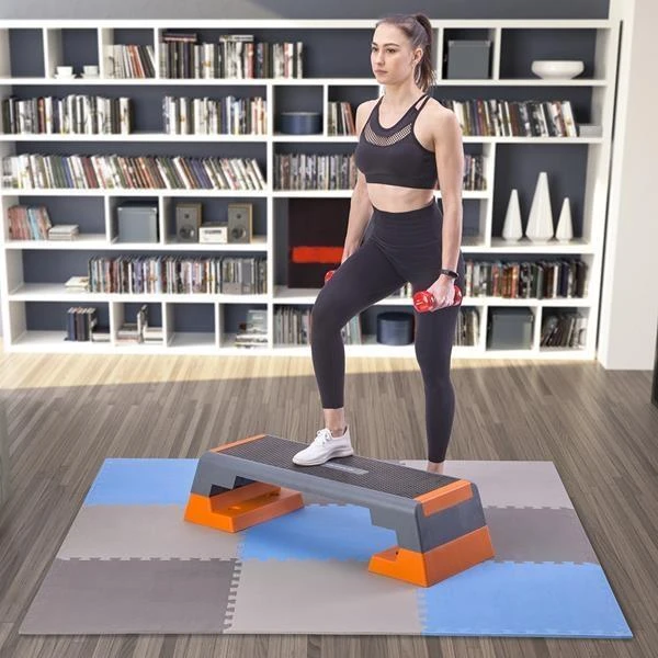 One Fitness Sudedamas kilimėlis treniruotėms HMS MP10 ,šviesiai pilkas-mėlynas-tamsiai pilkas, 60x60x1.0 cm, 9 dalių