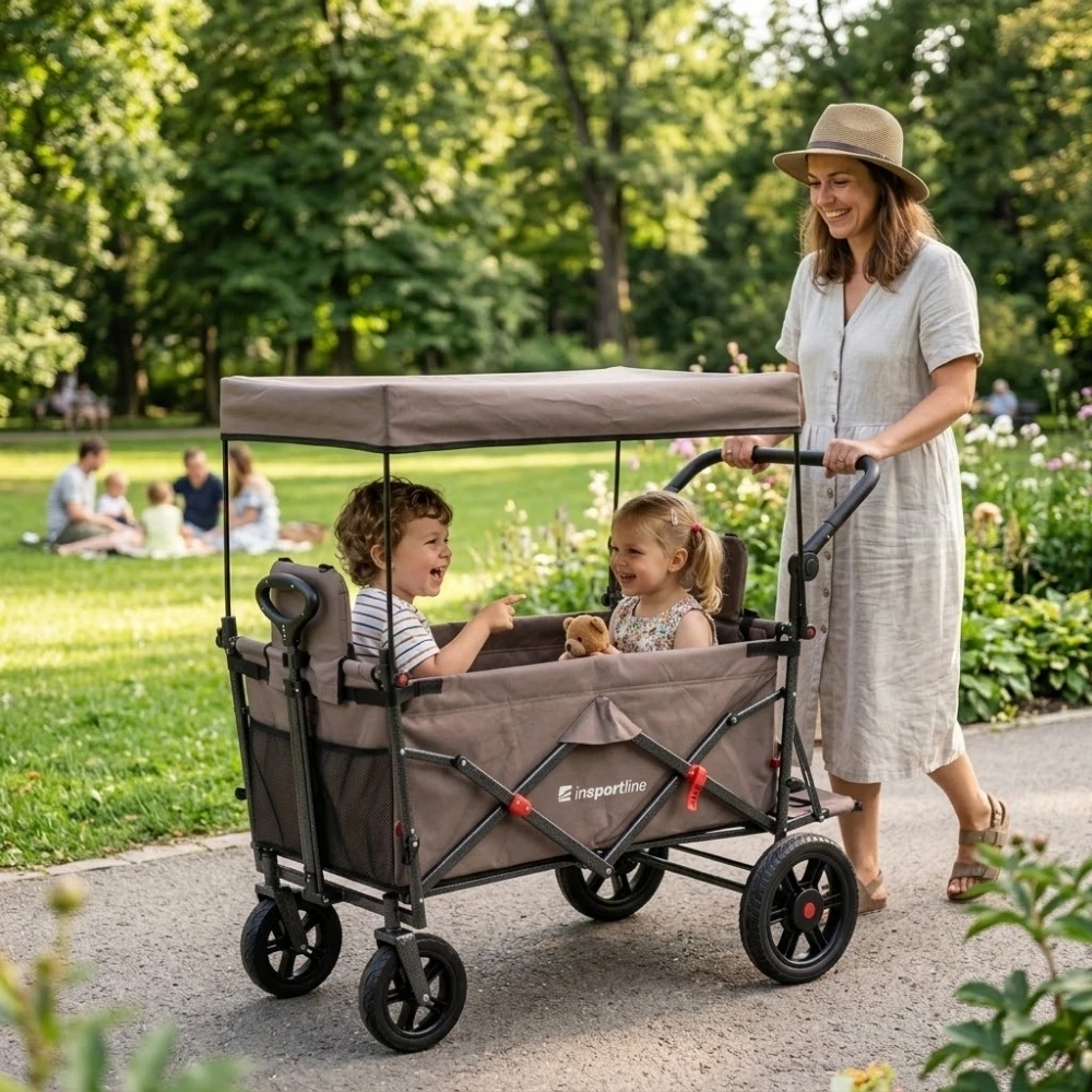 Sudedamas transportavimo vežimėlis inSPORTline StrollKidz vaikams vežti