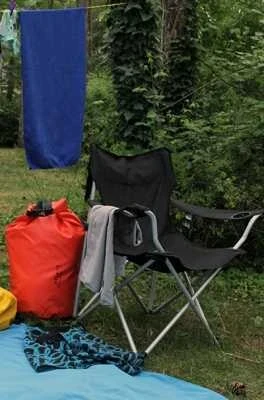 Sudedama kėdė BasicNature Travel Comfort, juoda