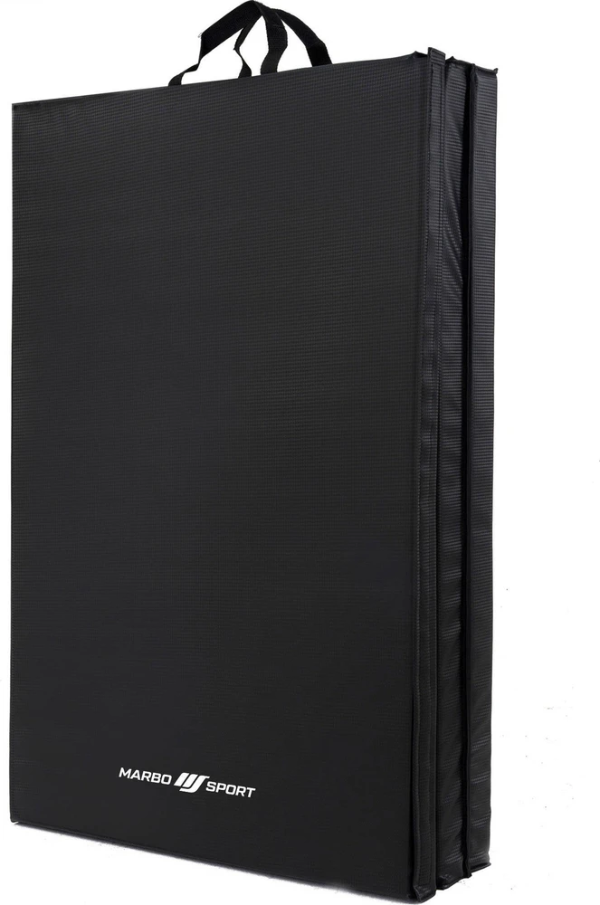 Sudedamas kietas gimnastikos kilimėlis su lipukais, 180 x 90 x 5 cm, juodas - Marbo Sport