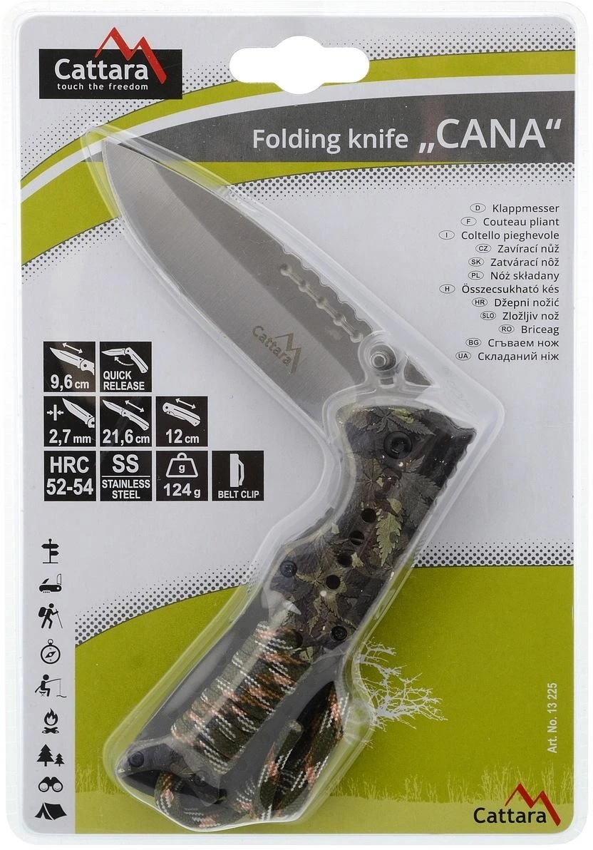 Sulankstomas peilis su fiksacija Cattara Cana 21,6 cm