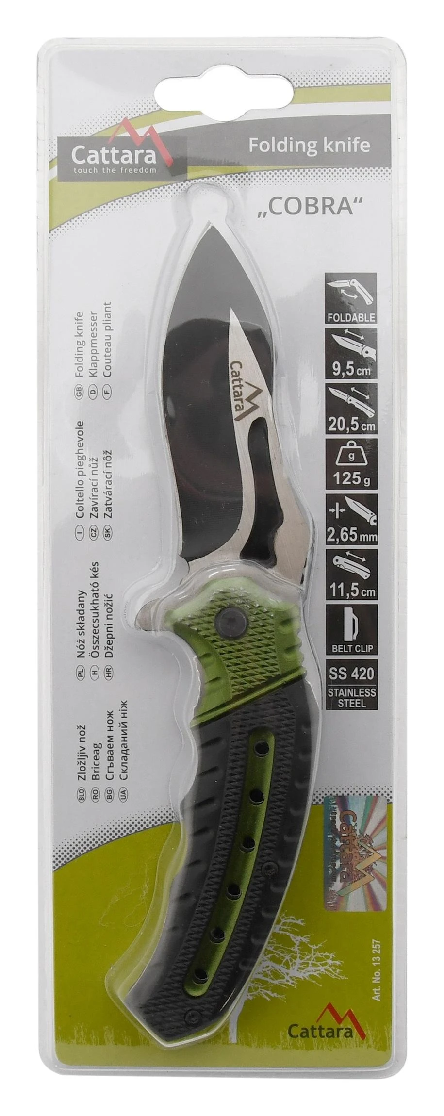 Sulankstomas peilis su fiksatoriumi Cattara Cobra 20 cm