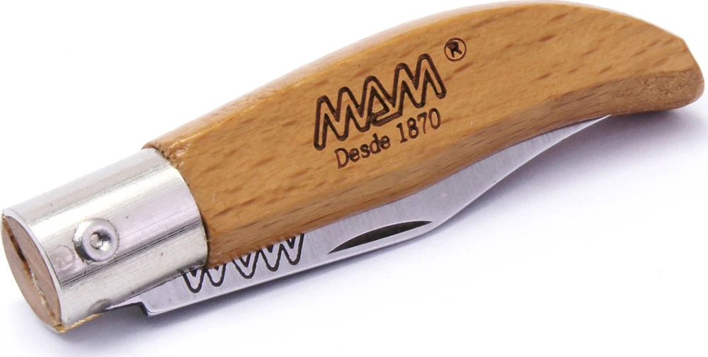 Sulankstomas peilis su raktų pakabuku ir dėklu MAM Iberica 2001, buksmedžio mediena, 4.5cm