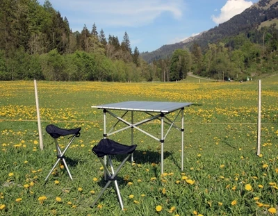 Sulankstomas stalas BasicNature Travelchair Roll Table Small, 70x70cm