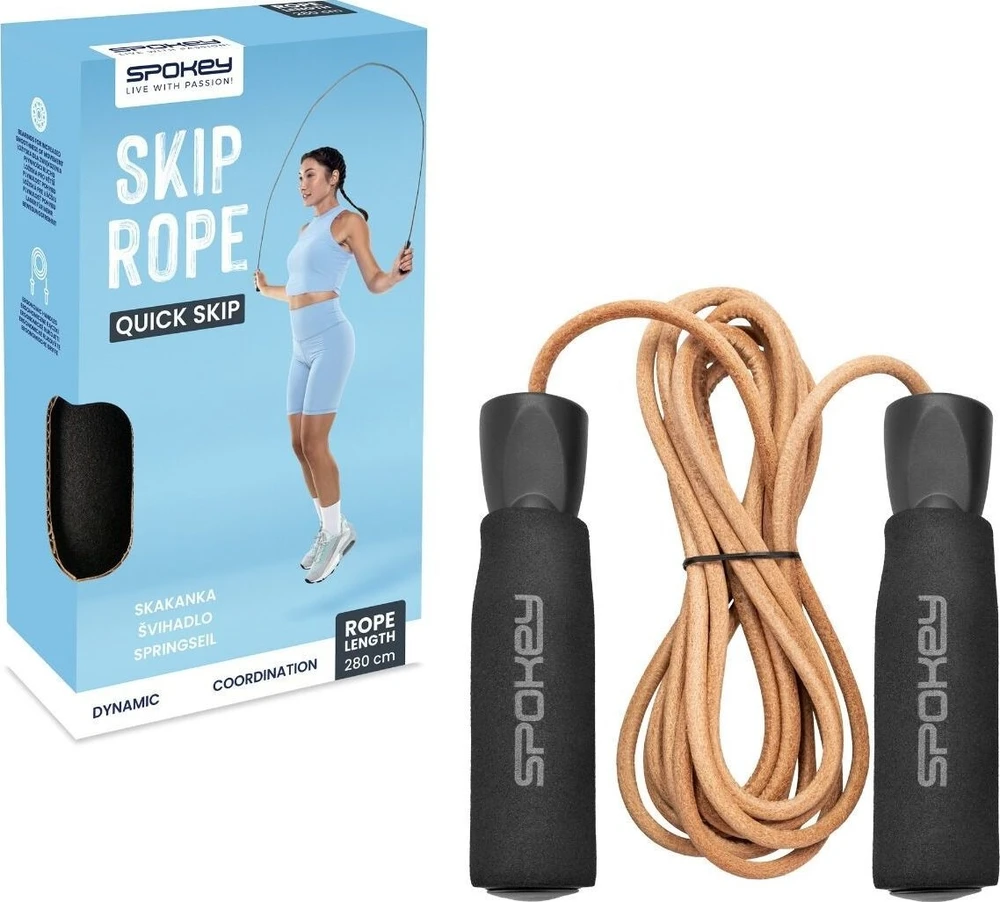 Šokdynė su odine virve Spokey QUICK SKIP