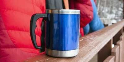 Termopuodelis BasicNature Stainless Steel Beaker MUG, 0,42 l, mėlynas
