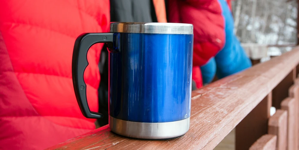 Termopuodelis BasicNature Stainless Steel Beaker MUG, 0,42 l, mėlynas