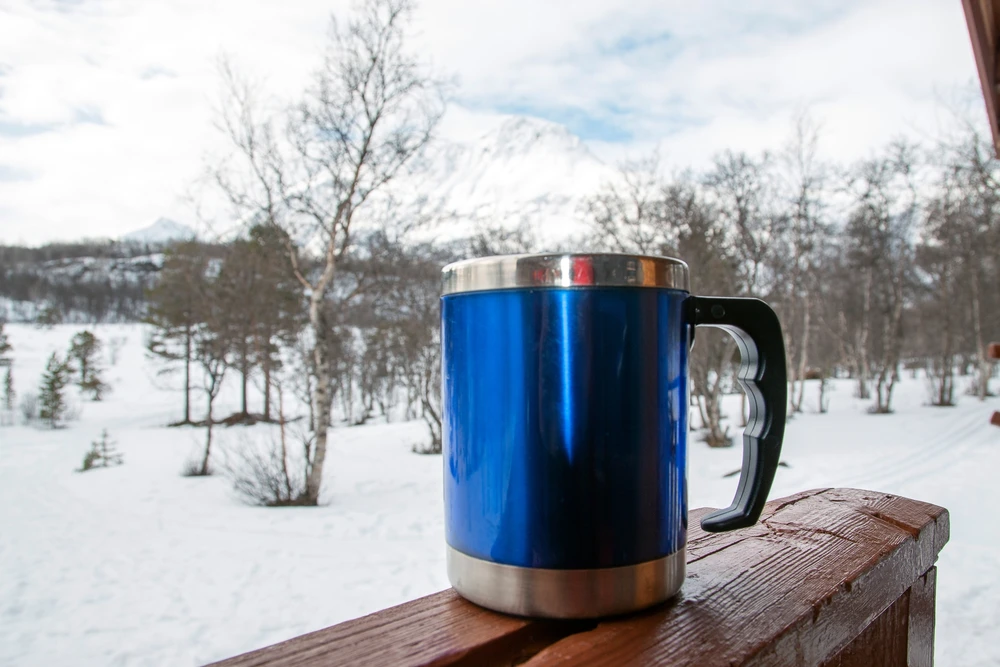 Termopuodelis BasicNature Stainless Steel Beaker MUG, 0,42 l, mėlynas