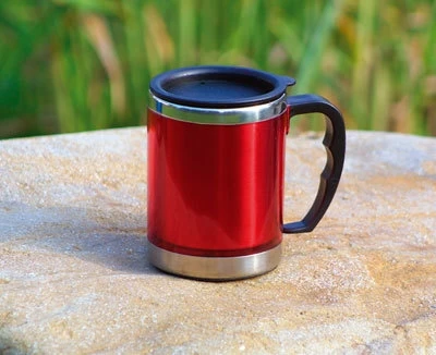 Termo puodelis BasicNature Stainless Steel Beaker MUG, 0.42L, raudonas