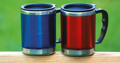 Termo puodelis BasicNature Stainless Steel Beaker MUG, 0.42L, raudonas
